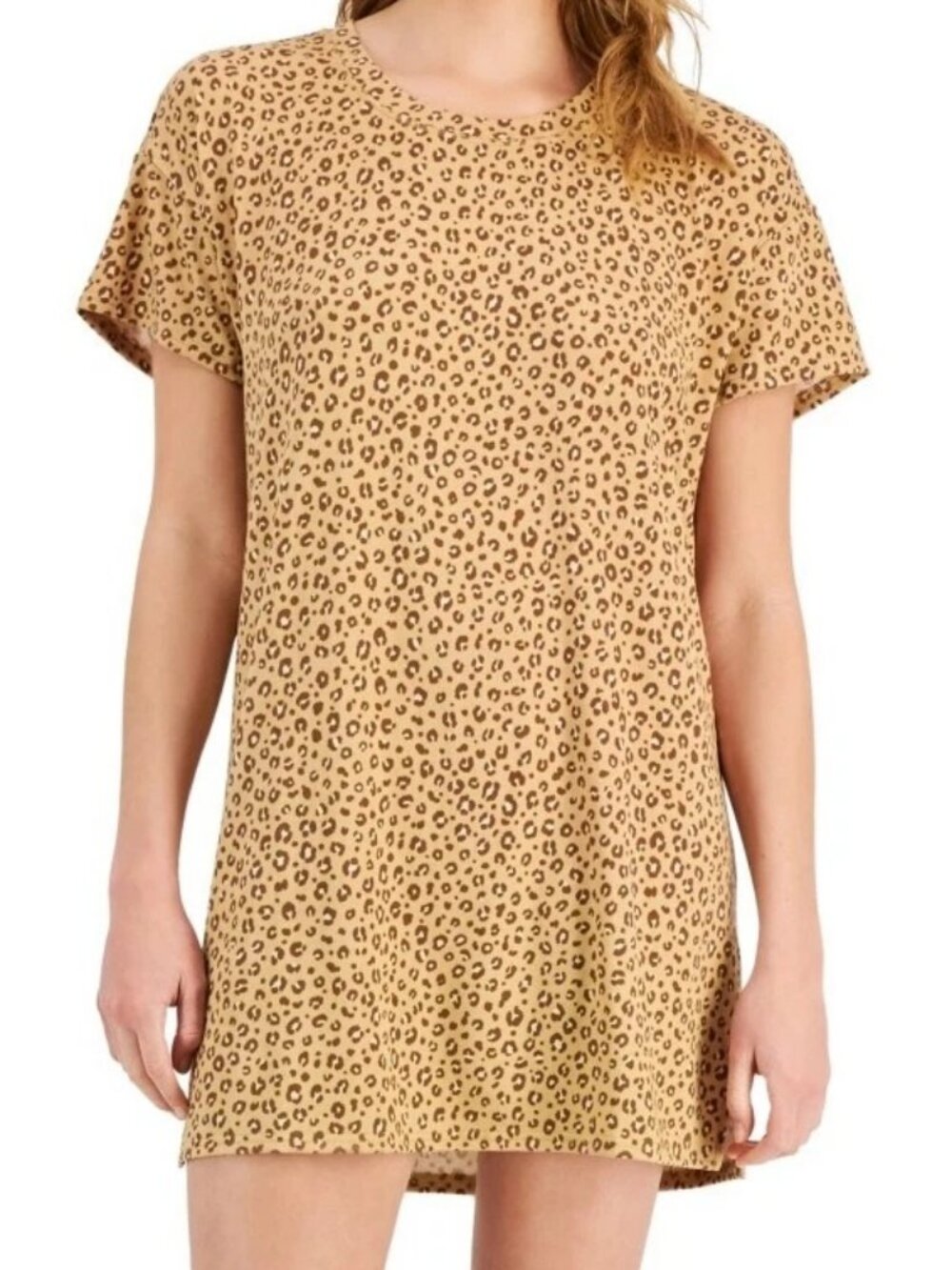 Jenni Women's Soft Short-Sleeve Sleepshirt, Brown Animal Print, XS